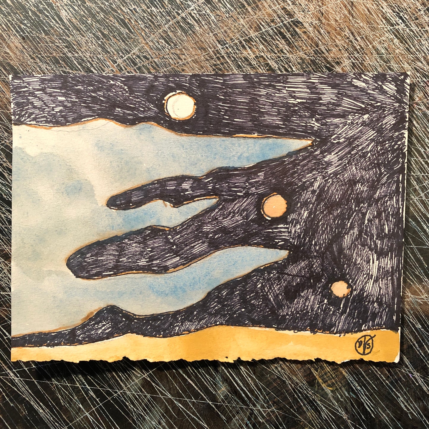 Three Moons (7.5 x 5.5")