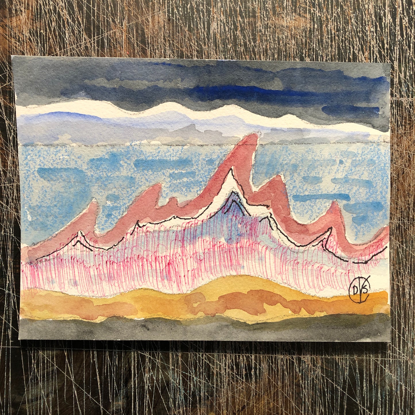 Red Waves (7.5 x 5.5")